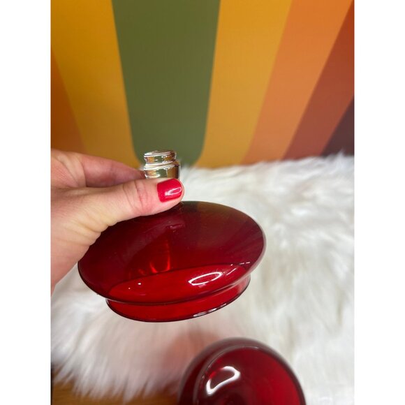 Empoli ruby red candy dish glass apothecary container - Picture 3 of 6